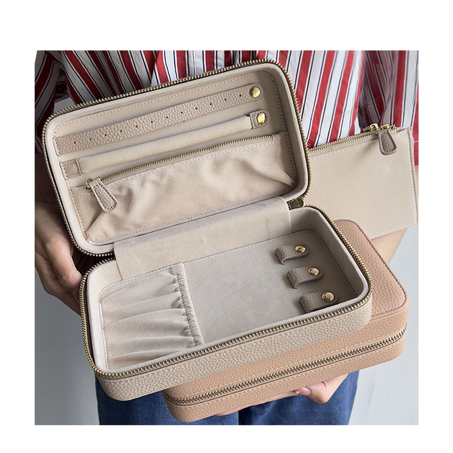 다용도 가죽 지퍼 보관함 (쇼룸) Large Capacity Jewelry Organizer