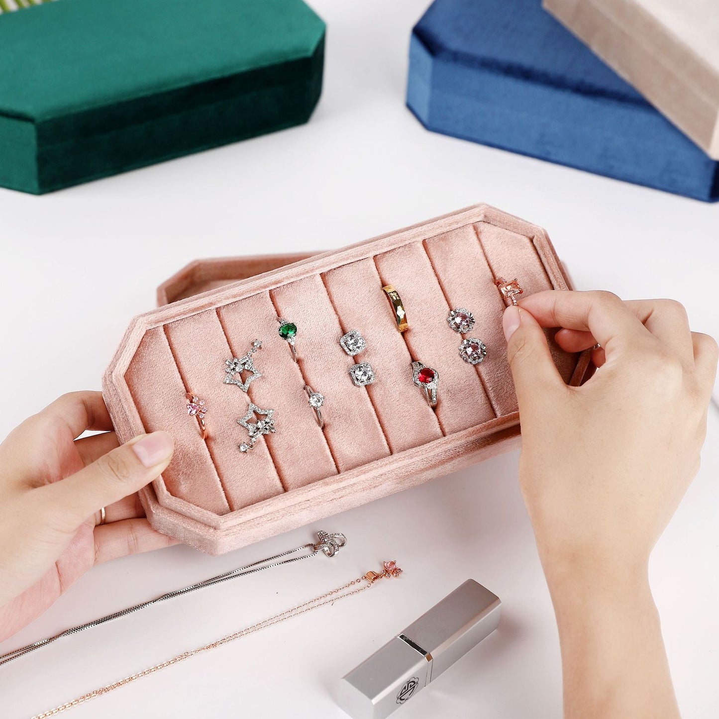 아우로라 벨벳 트레이 케이스 Aurora Velvet Ring Organizer Display Tray