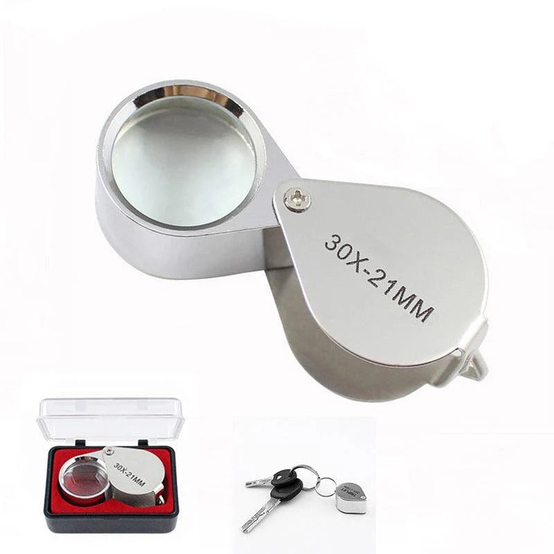접이식 금속 주얼리 돋보기 확대경 (10, 20, 30배율) Metal Folding Portable Handheld Jewelry Identification Magnifier