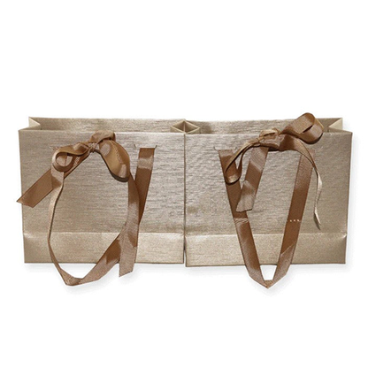 골드 브라운 리본 쇼핑백 (1팩 50개) Golden Brown Shopping Bag with Ribbon (50 pcs Per Pack)