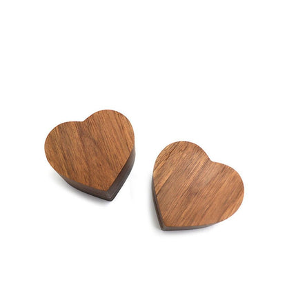 원목 우드 하트 (쇼룸) Walnut Wood Heart Single and Double ring Jewelry box